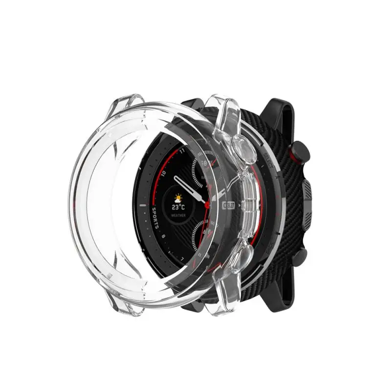 Чехол рамка для Xiaomi Amazfit Stratos прозрачный тонкий защитный бампер из ТПУ Для