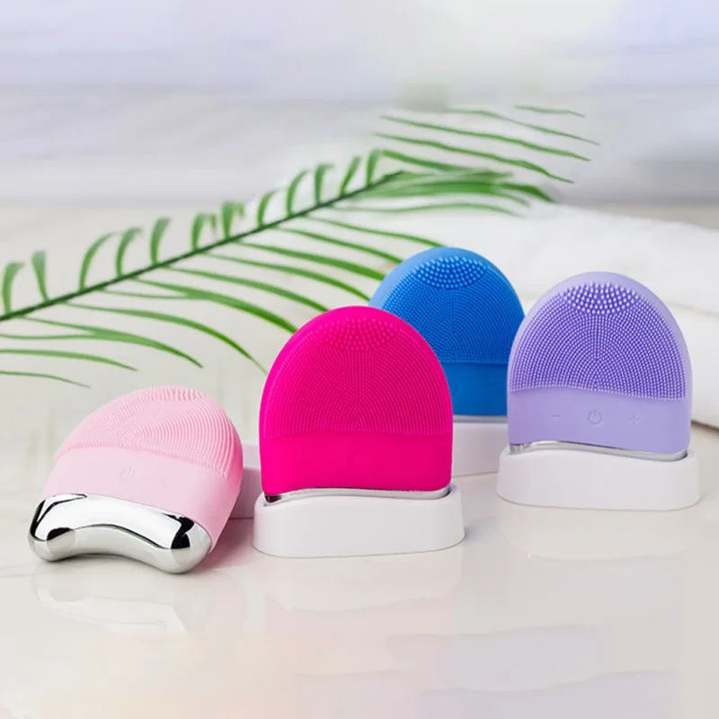 3 в 1 USB перезаряжаемое Силиконовое очищающее устройство для подтяжки и лифтинга против морщин щетка для мытья лица