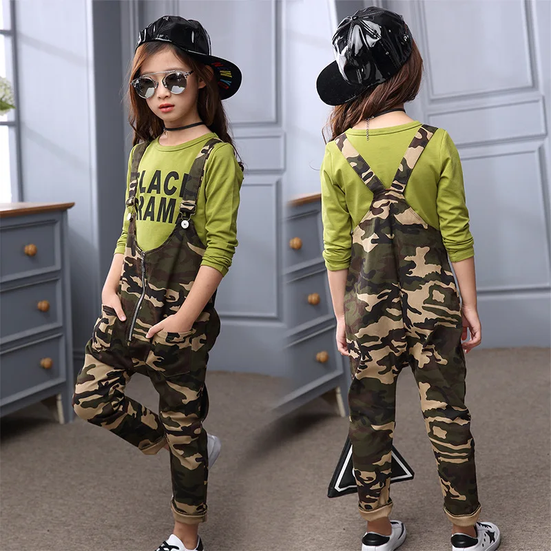 6 8 10 12 14 Jaar Kinderen Jumpsuit Casual Broek Lente Herfst Kleding Meisjes Camouflage