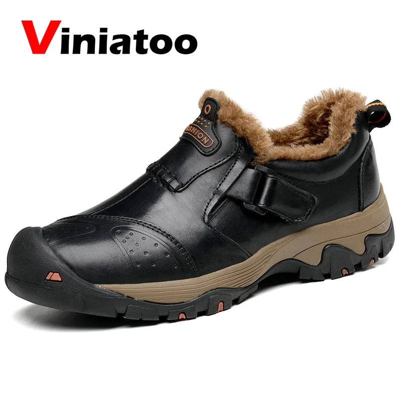 

Leather Hiking Shoes Men Professional Travel Shoes for Men Cushioning Sole Fur Trekking Sneakers Winter Warm Hunting Boots Men