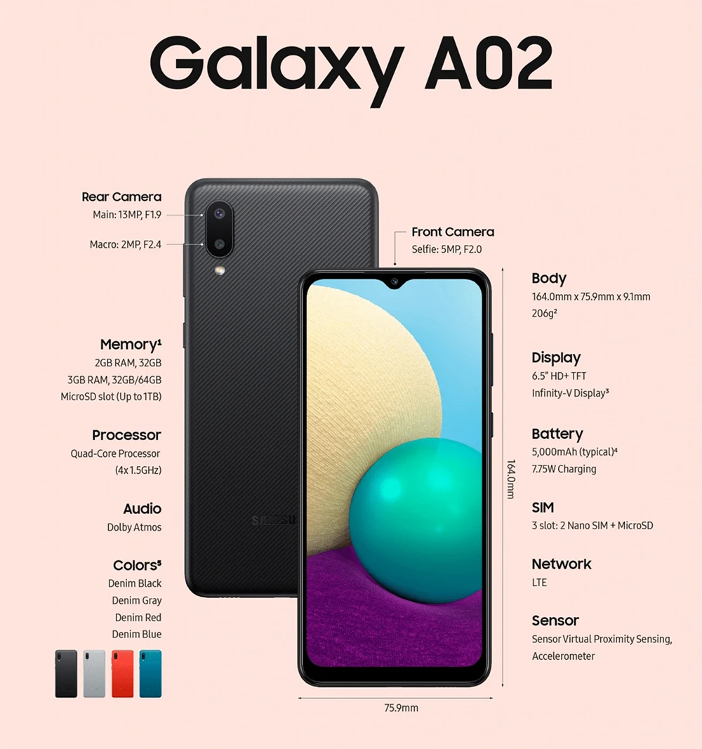 iphone 8 refurbished Original Samsung Galaxy A02 Quad-core 6.5Inches 2GB RAM 32GB ROM LTE WIFI 13MP Camera Dual SIM Unlocked Android Mobile Phone iphone x refurbished