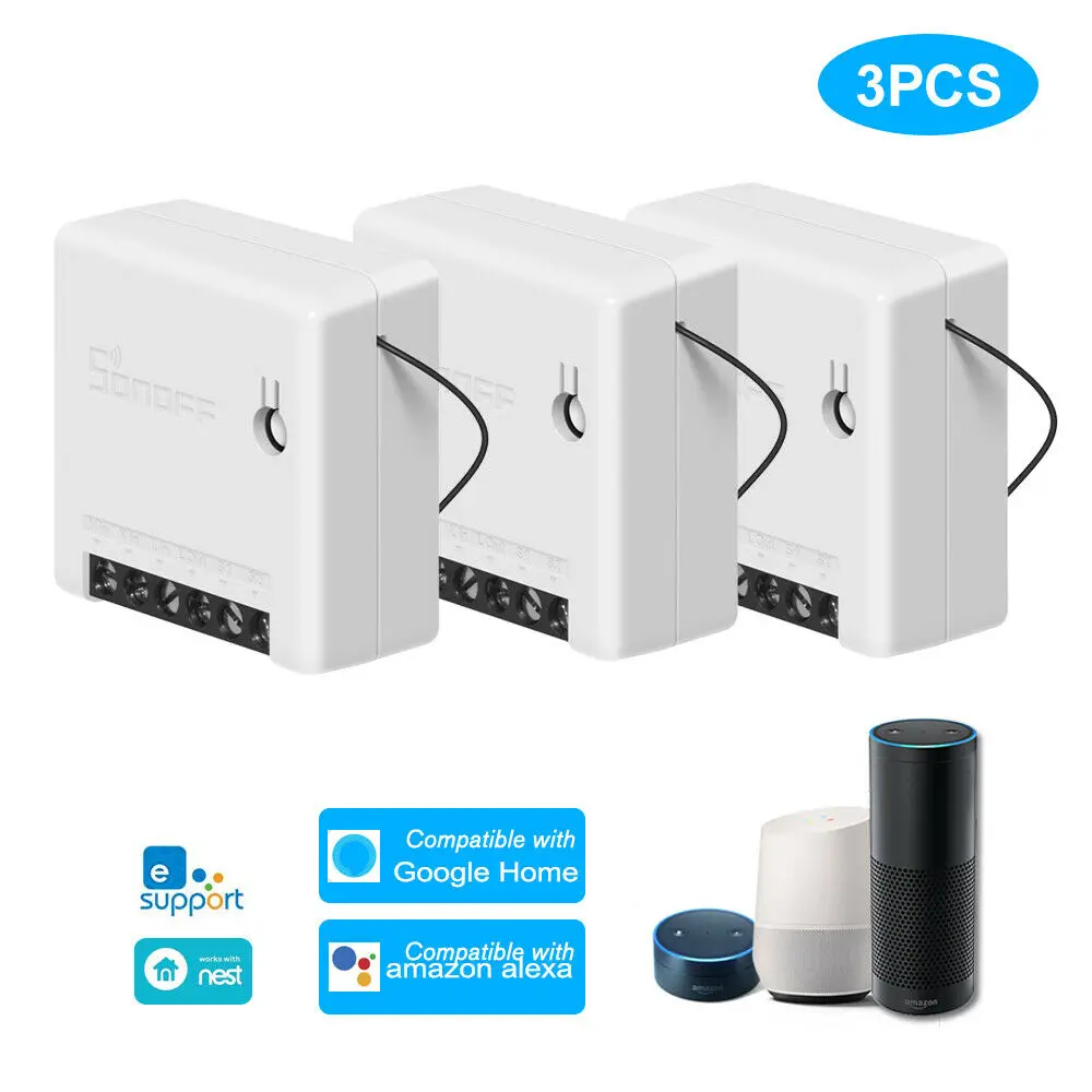 3 pcs Itead Sonoff MINI DIY умный переключатель маленький корпус пульт дистанционного управления Wifi переключатель Поддержка внешнего переключателя работа с Alexa Google Home - Комплект: 3 pcs