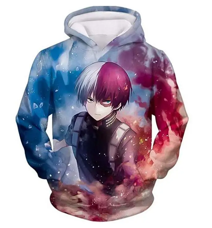 Толстовки с капюшоном для косплея Todoroki Shoto из флиса осени|Толстовки и свитшоты| |
