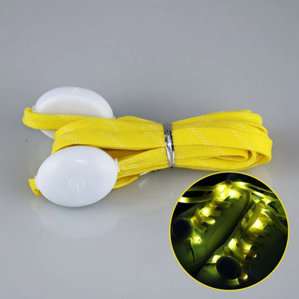 Yellow Открытый на батарейках Клубные вечерние водонепроницаемые спортивные забавные светящиеся разноцветные беговые Fabala светодиодный шнурки мигающие шнурки - Цвет: Yellow