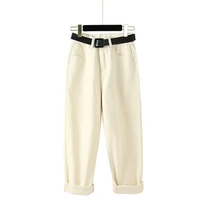 beige 17zq, женские джинсовые штаны с высокой талией,, зимние, флисовые, плотные, хлопковые, длинные штаны-шаровары, женские, теплые, яркие цвета, свободные, джинсы для женщин - Color: beige