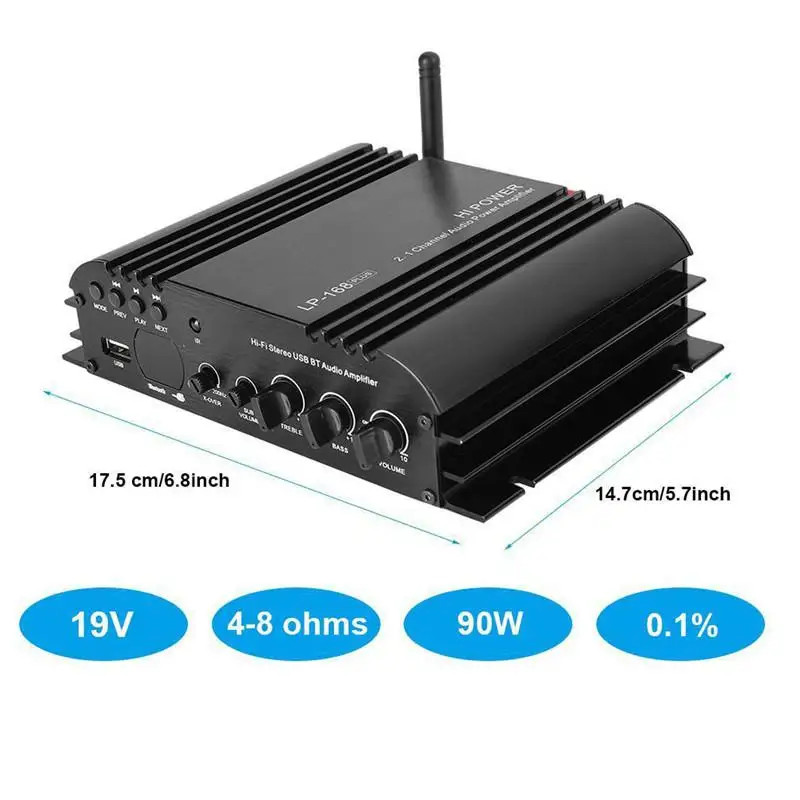 HIFI усилитель мощности Bluetooth автомобильный усилитель IR/2.1CH 45W-2 68 Вт бас цифровой стерео усилитель домашний Автомобильный мультимедийный SD MP3 DVD CD
