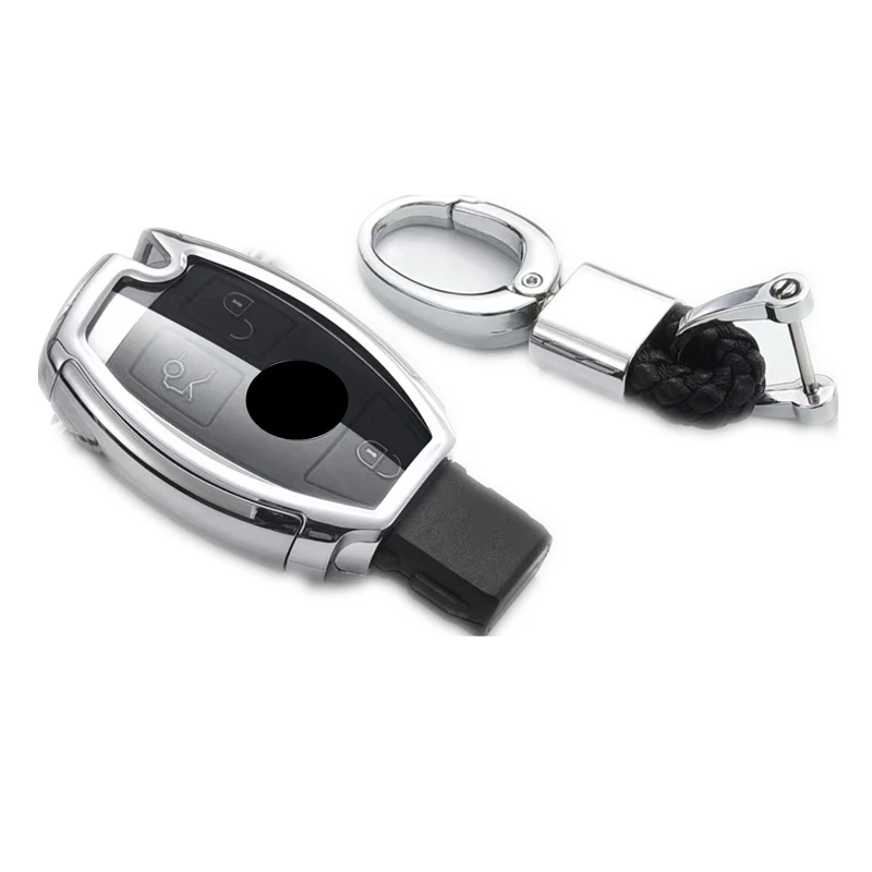 ТПУ чехол для ключей автомобиля для Mercedes Benz W203 W210 W211 W124 W202 W204 W212 W176 AMG аксессуары брелок - Название цвета: silver with keychain