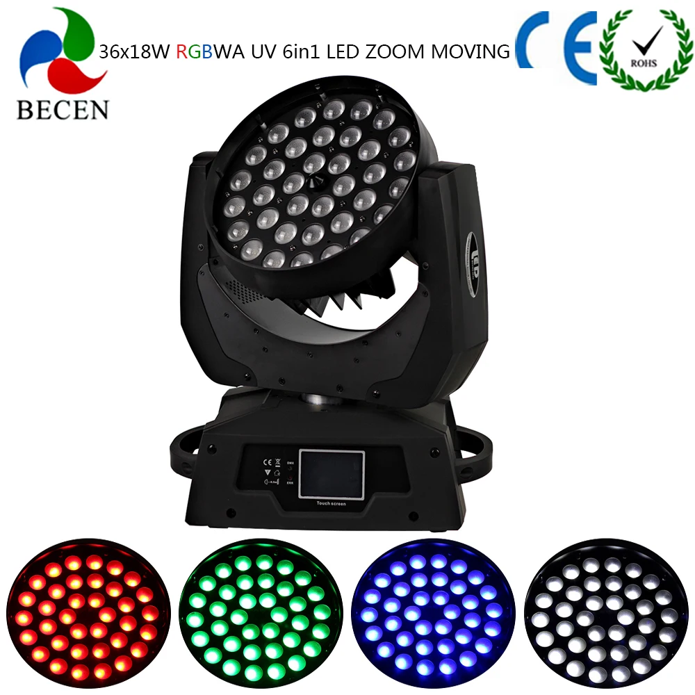 Светодиодный сценический светильник s 36x18W Zoom движущаяся головка 6in1DMX сенсорный