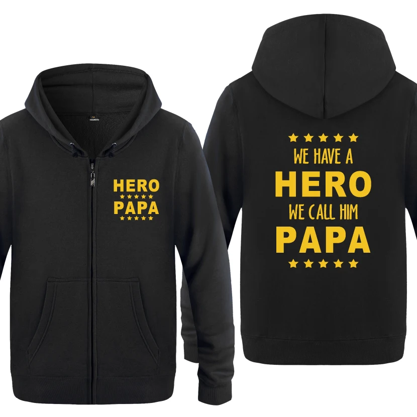 PAPA Is A Hero, новинка, креативный подарок, мужские свитшоты,, мужские, на молнии, с капюшоном, флисовые толстовки, кардиганы