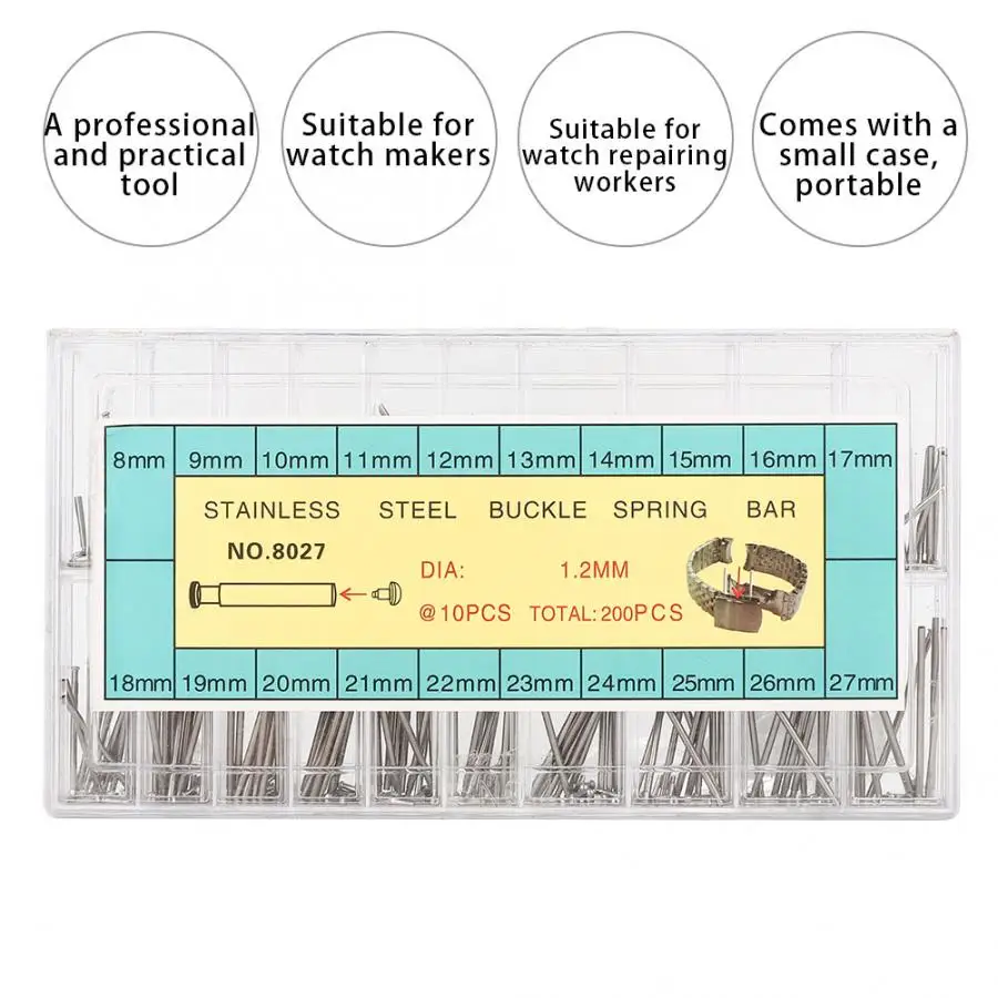 20 размеров 1,2 мм, профессиональный ремешок для часов из легированной стали, пружинный ремешок, практичный аксессуар для ремонта часов