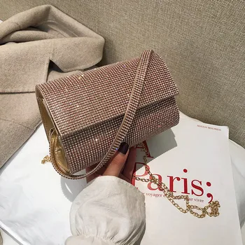 

2019 new luxury high-end texture fashion diamond banquet bag clutch bag small square bag ladies messenger bag shoulder bag