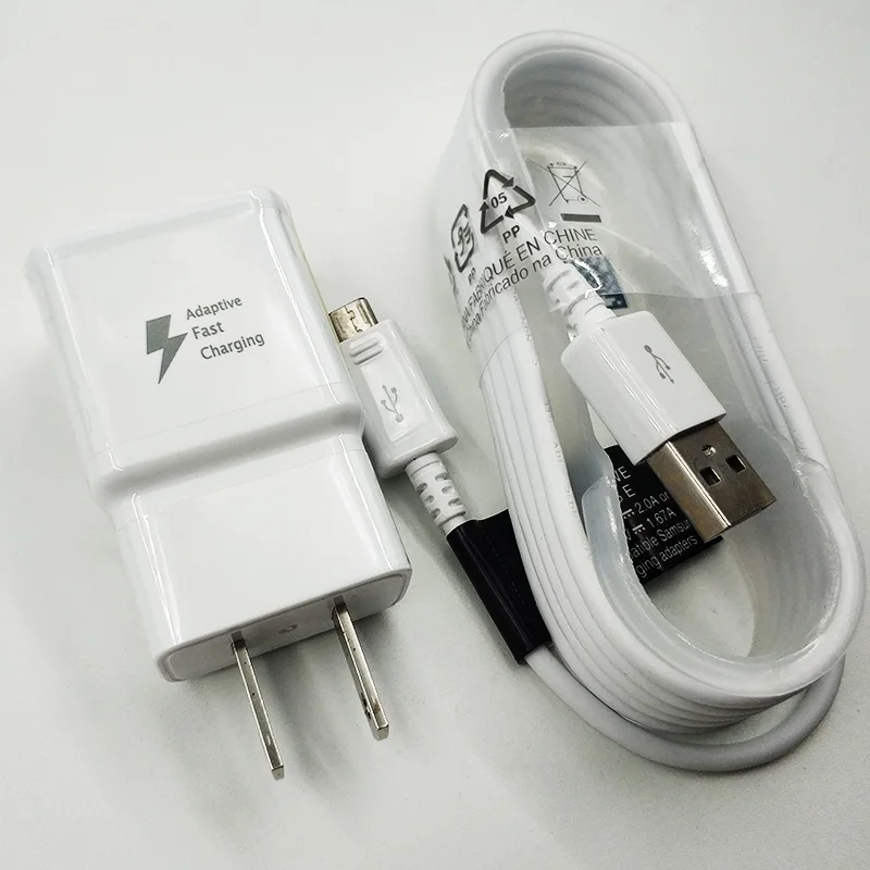 Samsung US Plug быстрое зарядное устройство адаптер Быстрая зарядка 150 см Micro USB кабель для Galaxy S6 S7 Edge A3 A5 A7 Note 5 4 J7 J5 J3 J1 - Тип штекера: Charger and Cable