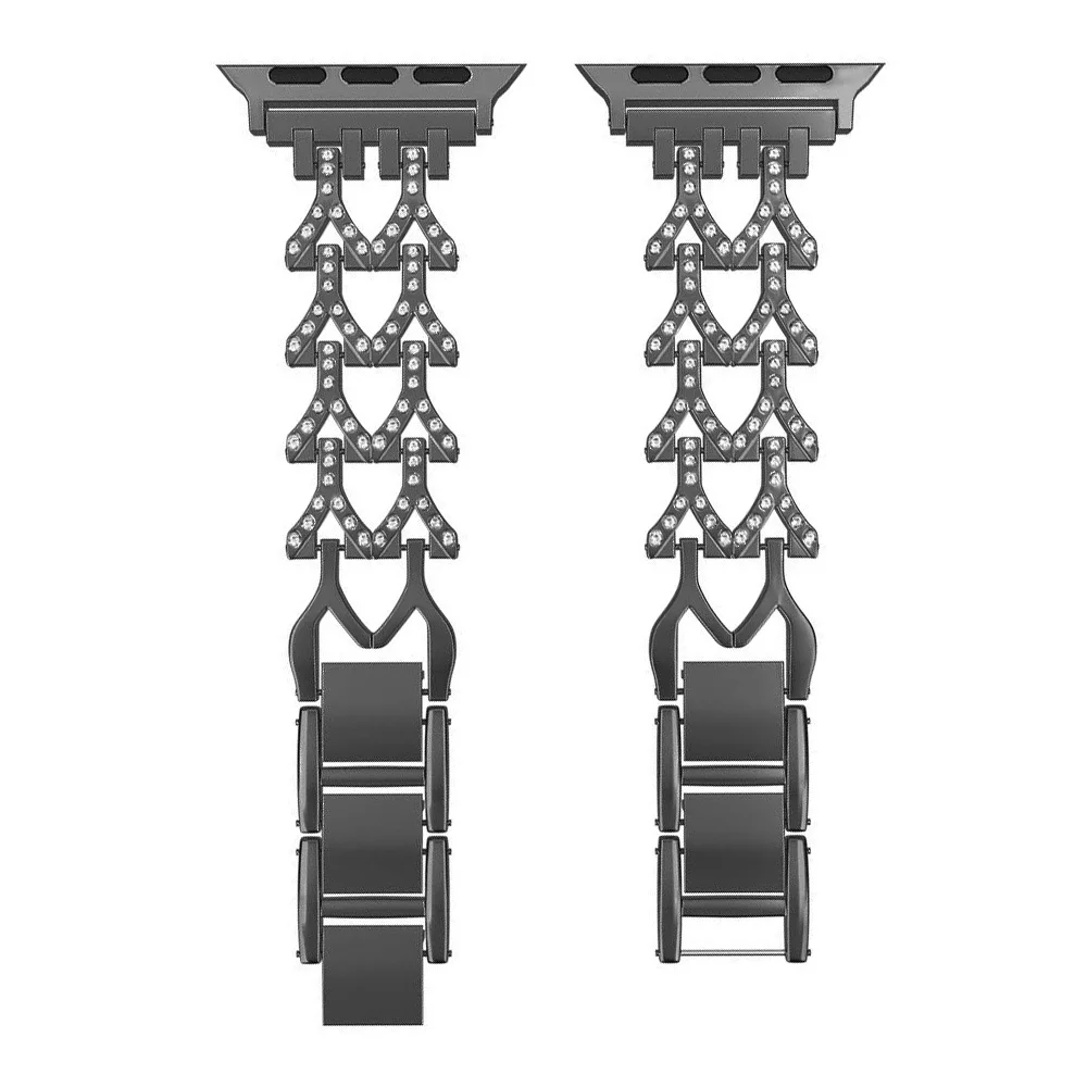Black Модный регулируемый металлический ремешок для Apple Watch Band Series 5 4 3 2 1 Женский браслет для iWatch 40 мм 44 мм 38 мм 42 мм ювелирный пояс - Цвет ремешка: Black