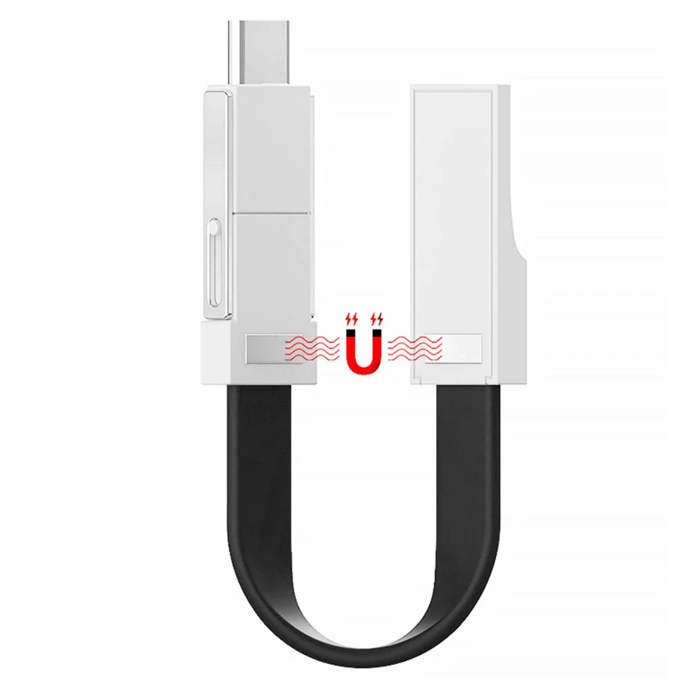 3 in 1 Magnetic Key Chain Micro USB Type-C Data Charge Cable For iPhone Android Magnetic Data Cable Key Rings Charging Keychains