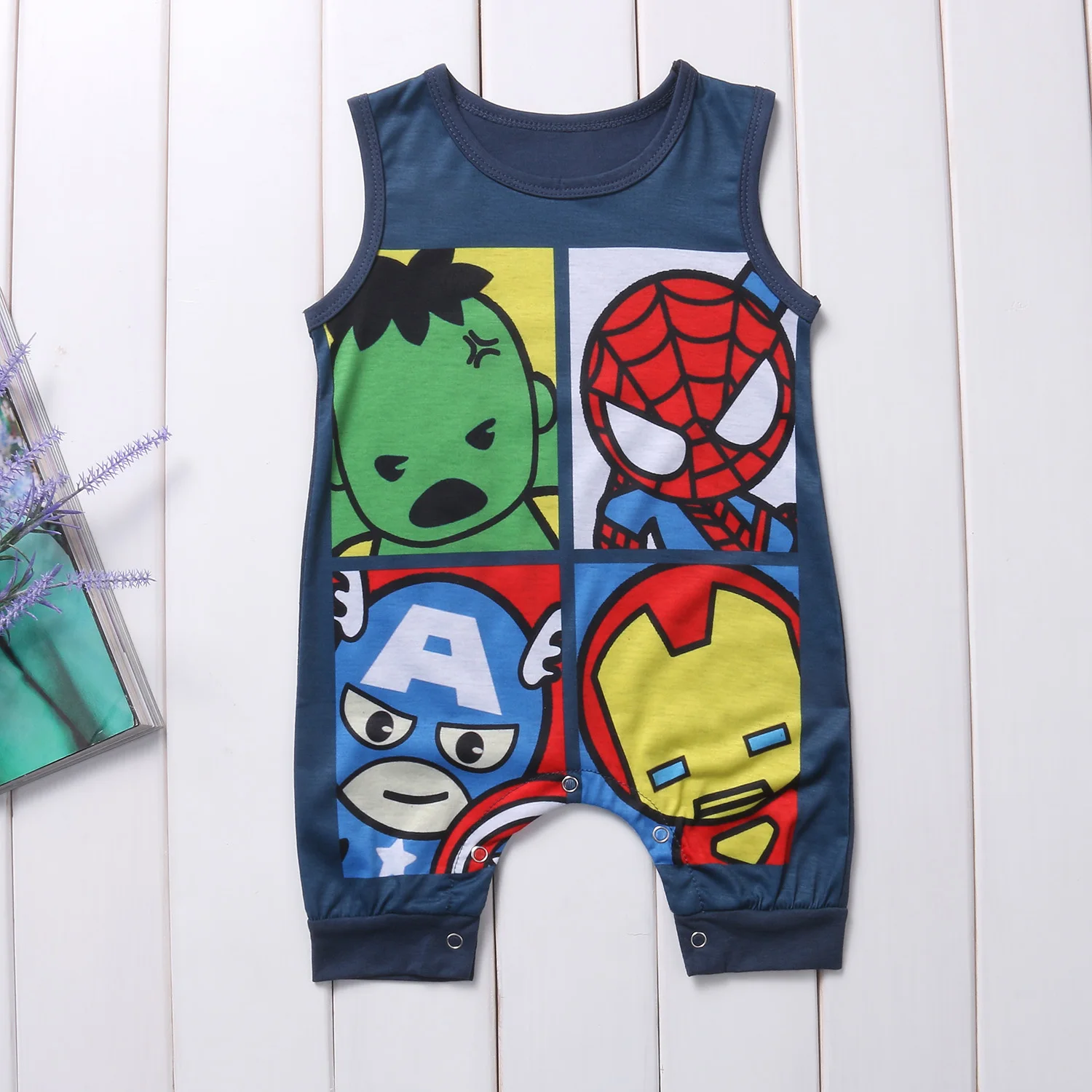 Pudcoco Baby Romper Newborn Infant Baby Boy Girl Cartoon Super Hero Hulk Cotton Sleeveless Romper Jumpsuit Clothes Outfit 0-24M