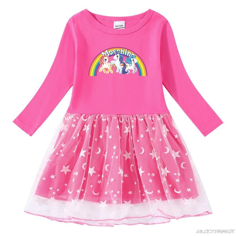 My Little Pony ropa para niños, vestidos de primavera y otoño de 3 a 8 años  para mujer, vestido informal de manga larga de algodón puro con dibujos  animados para bebé| | - AliExpress