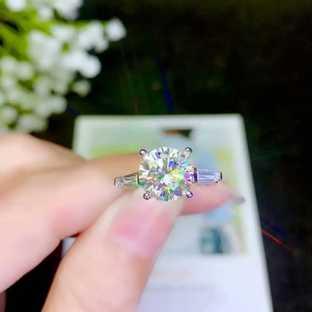 Moissanite новое кольцо, серебро 925 пробы, красивый цвет, сверкающий, 1 карат 2 карат Алмазный Муассанит