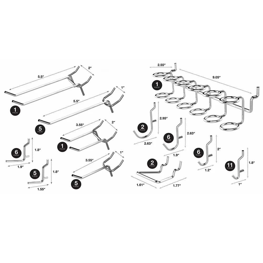 50 шт. крючков для Pegboard, ассортимент, набор промышленных аппаратных средств, органайзер, набор аксессуаров, перфорированные доски Peg, инструменты для организации