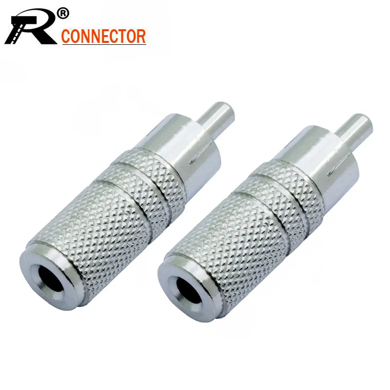 100pcs/lot RCA Male Plug to 3.5mm Stereo/Mono Female Jack Audio Adapter Aluminium Alloy Connector | Обустройство дома