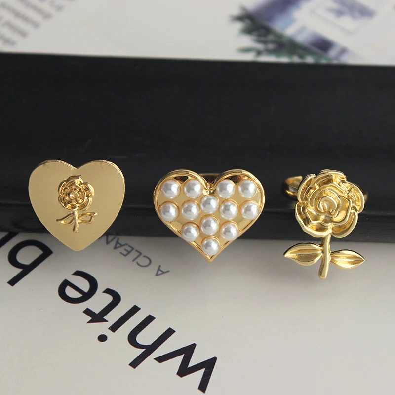 Женский Ювелирный Комплект SANSUMMER простые серьги-гвоздики в форме сердца и розы