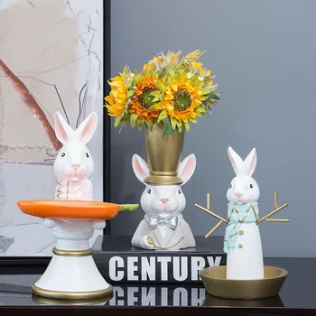 

NORDIC CUTE RABBIT KEY STORAGE RESIN VASE ORNAMENTS HOME LIVINGROOM TABLE FURNISHING CRAFTS OFFICE DESKTOP FIGURINES DECORATION
