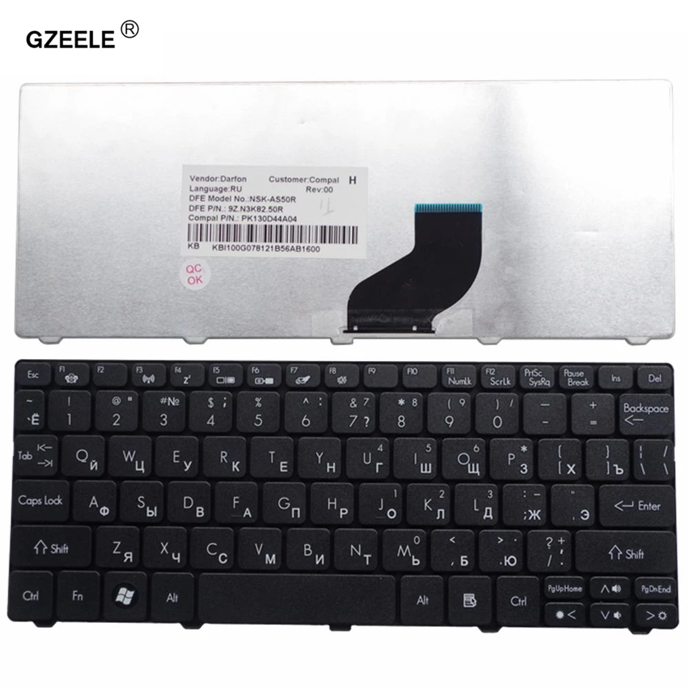 GZEELE клавиатура для acer Aspire One D255 D255E D257 AOD257 D260 D270 AOD260 AO521 AO532 AO533 532 532H 521 533 RU Русский - Цвет: Черный