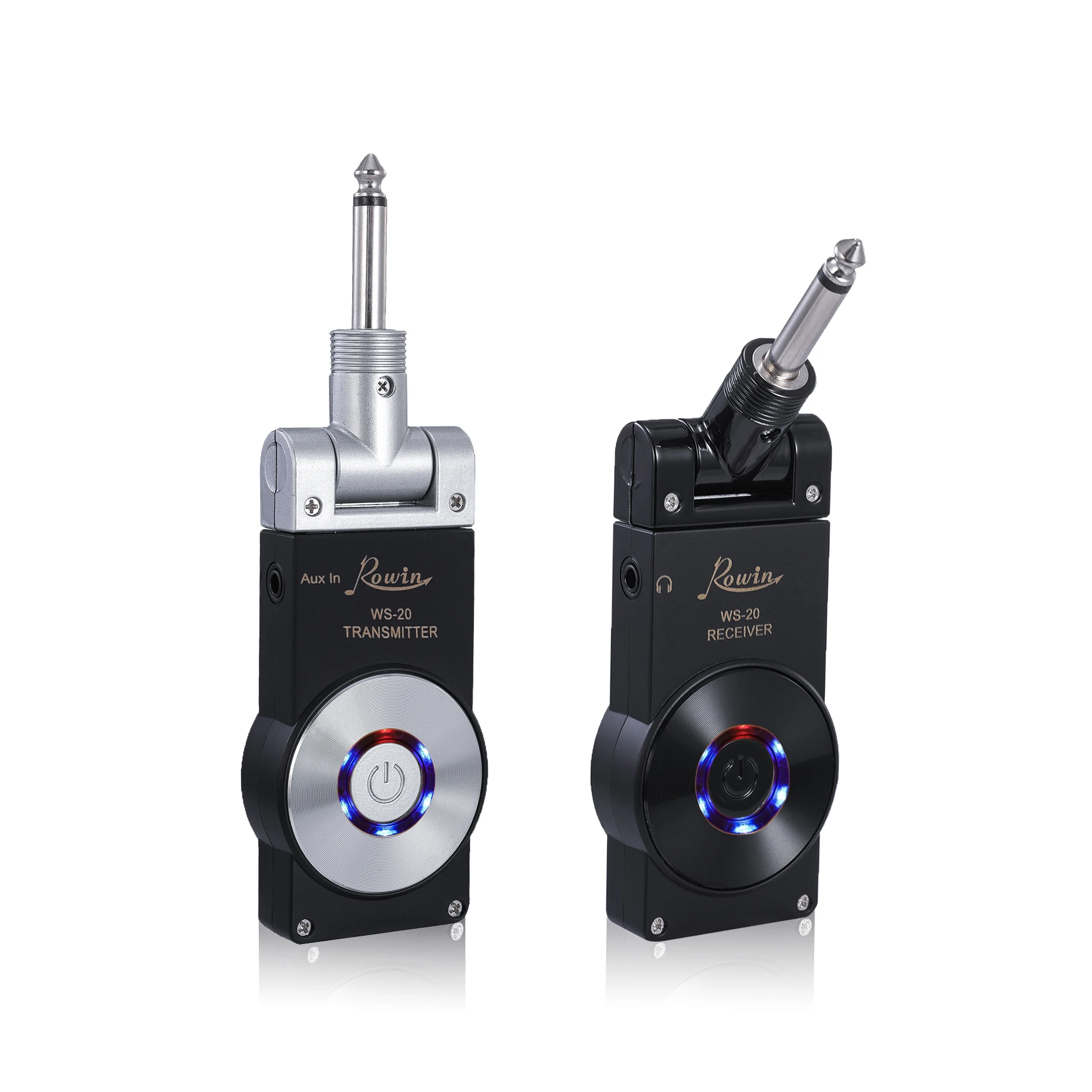 Black Silver Rowin WS-20 2.4G Wireless Guitar System Transmitter Receiver Set 30 Meters Transmission Range with USB Charging Cable 4 colors - Цвет: Black Silver