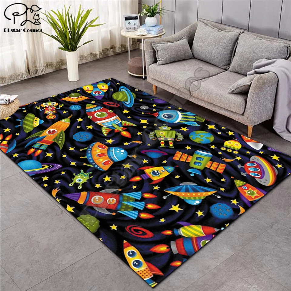 

Baby Soft Crawling mat astronaut rocket Cartoon Kid 3d print Play Mat Board Game mat Carpet for Living Room Planet Rugs Maze 003