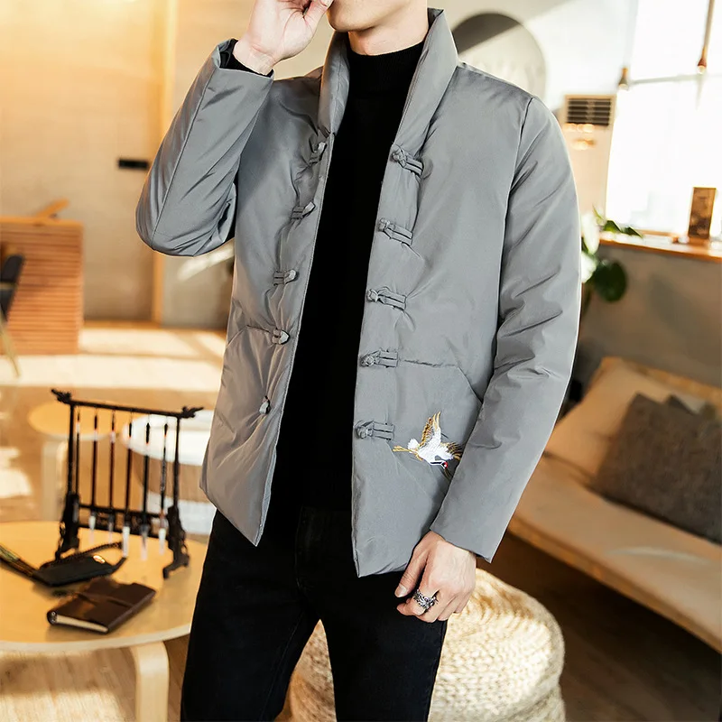

EWQ / Autumn Winter 2019 Long Sleeve Button Embroidery Turtleneck Loose Thick Coat Man's Chinese Style Temperament Jackets FS951