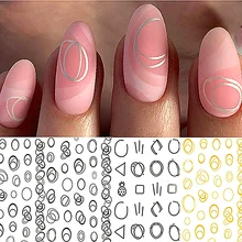 Стикеры 3D на ногти Nail Art аксессуары для ногтей Черное золото Геометрическая линия нерегулярные круглые Shpe узоры самоклеющиеся клейкий трансферный наклейки