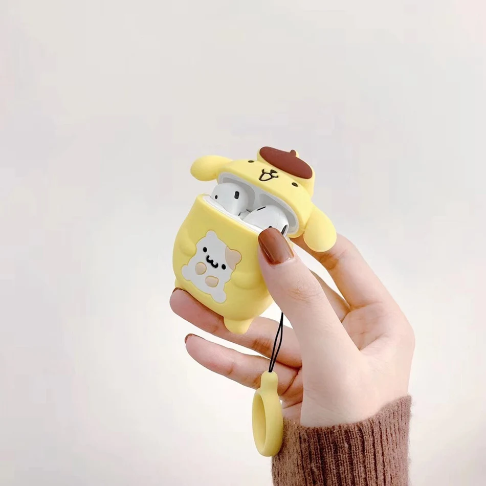 D Purin Чехол для AirPods милый мультяшный слон кожухи головных телефонов для Apple Airpods 2 забавные аксессуары защитный чехол с кольцом на палец - Цвет: D Purin