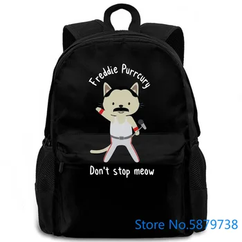 

FREDDIE PURRCURY Don't Meow Freddie Mercury Black Print women men backpack laptop travel school adult student