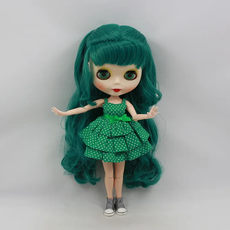 

Blyth nude doll diy boneca cabelos longos green wig with bangs 30cm fashion doll joint body limited edition baby dolls for girls