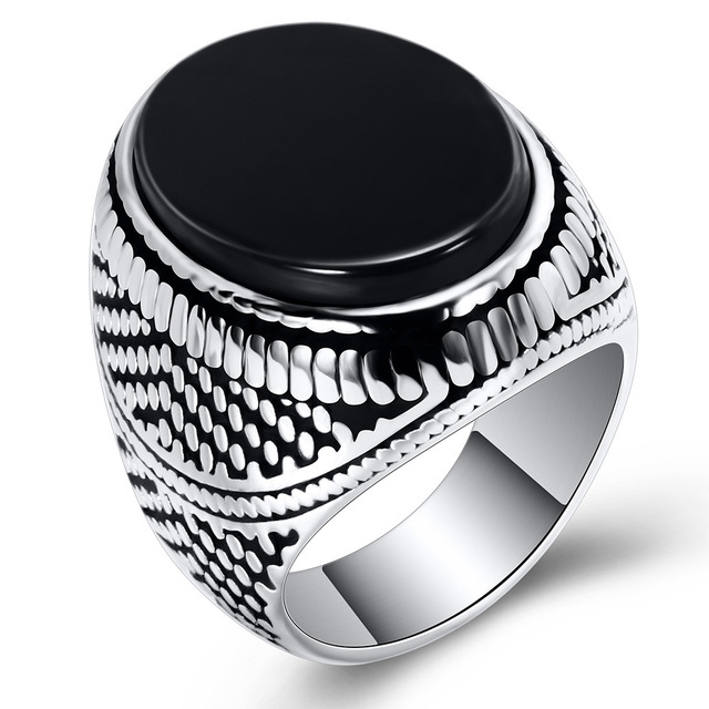 Handmade Turkish Ring For Men Women Inlay Silvery Black Zircon Stone Rings Punk Retro Religious Muslim Islamic Jewelry