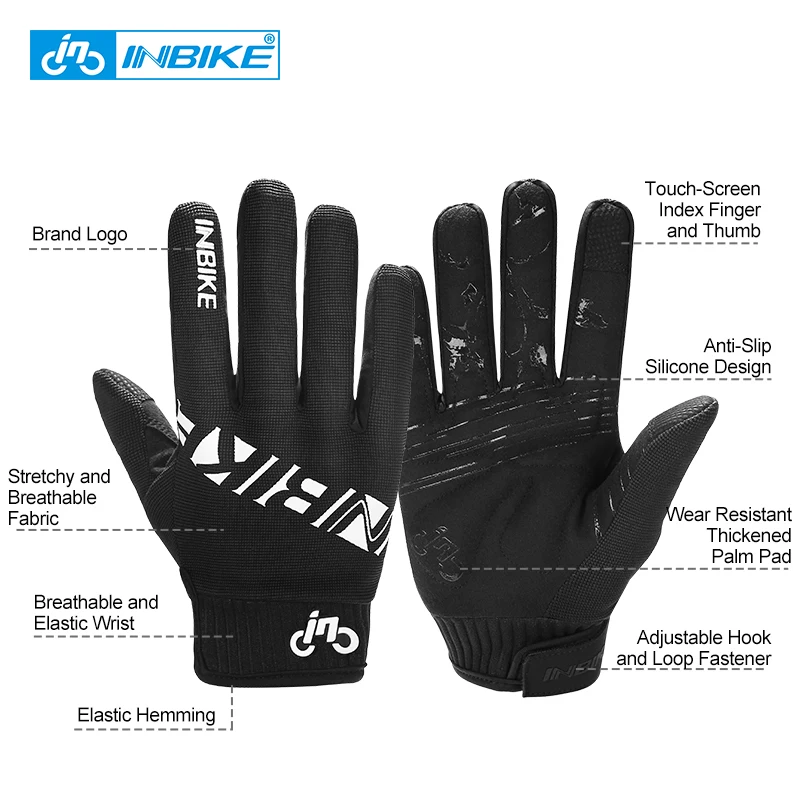 INBIKE Cycling Gloves Touch Screen MTB Bike Gloves Sport Shockproof Full Finger Reflective Winter Spring Bicycle Glove IM19806 cycling gloves