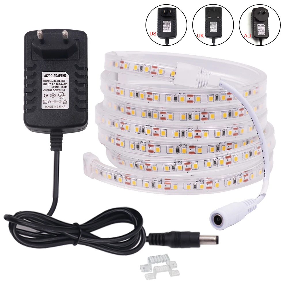 

2835 Led Strip Light DC 12V 24V 120LEDs/m 0.5m-10m Waterproof Flexible Led Diode Ribbon With Power Plug EU US UK Kit White Strip