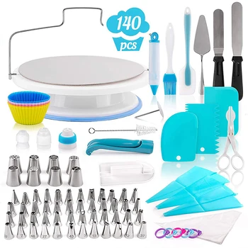 

140 Pieces Decorating Nozzle Set Cake Tools-Cake Decoration Kitchen DIY Icing Piping Cream Reusable Kit Baking Tool