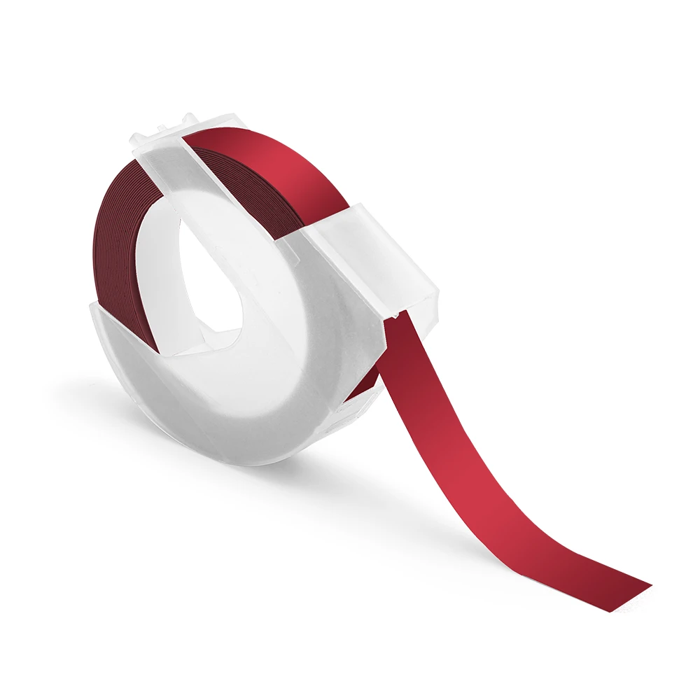White on Maroon Fimax 10 Цвета 9 мм* 3 м Dymo 3D Пластик Dymo лента с тиснением для тиснения принтер этикеток ПВХ DYMO 1011 1610 1595 12965 MOTEX E101 - Цвет: White on Maroon