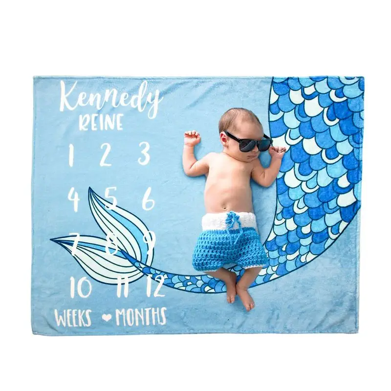 Cartoon Tail Pattern Infant Baby Growth Photo Props Background Blankets Backdrop Cloth Boy Girl Photography Accessories