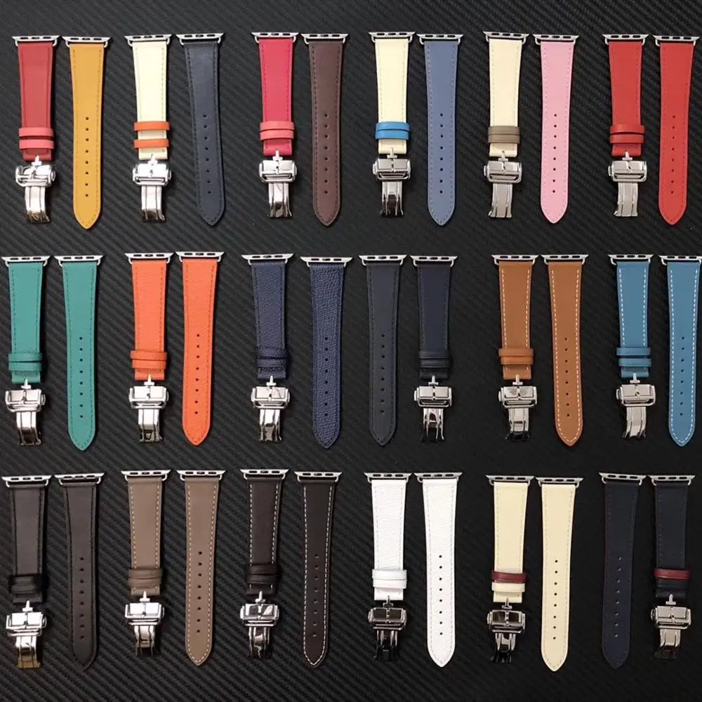 Модный Роскошный кожаный ремешок с застежкой-бабочкой для Apple Watch series 5 4 3 2 1 38 40 ремешок для iWatch Edition 42 44 мм ремешки для часов