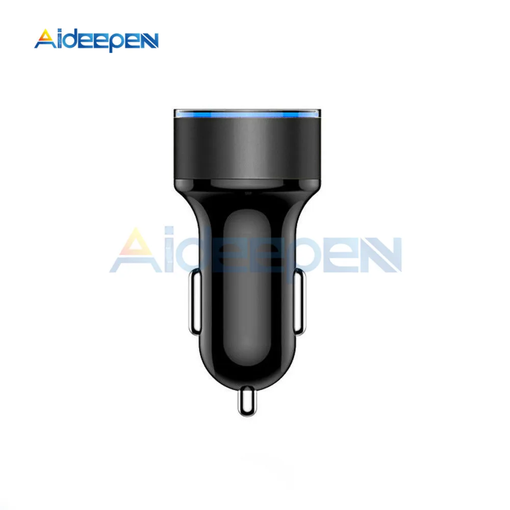 3.1A 5V Автомобильное зарядное устройство для мобильного телефона быстрое зарядное устройство цифровой дисплей напряжения USB зарядное устройство для Xiaomi samsung S8 iPhone 6 6s 7 8 Plus - Цвет: Black