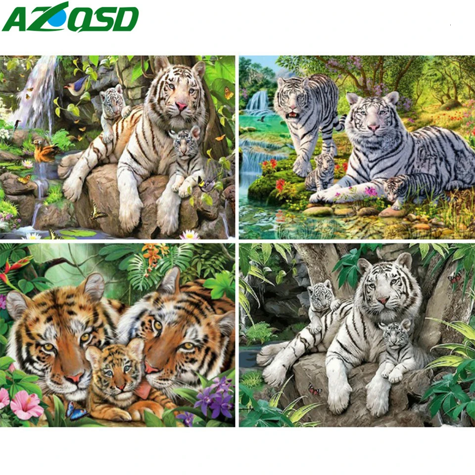 AZQSD алмазная вышивка тигр крестиком рукоделие мозаика животное картина стразами