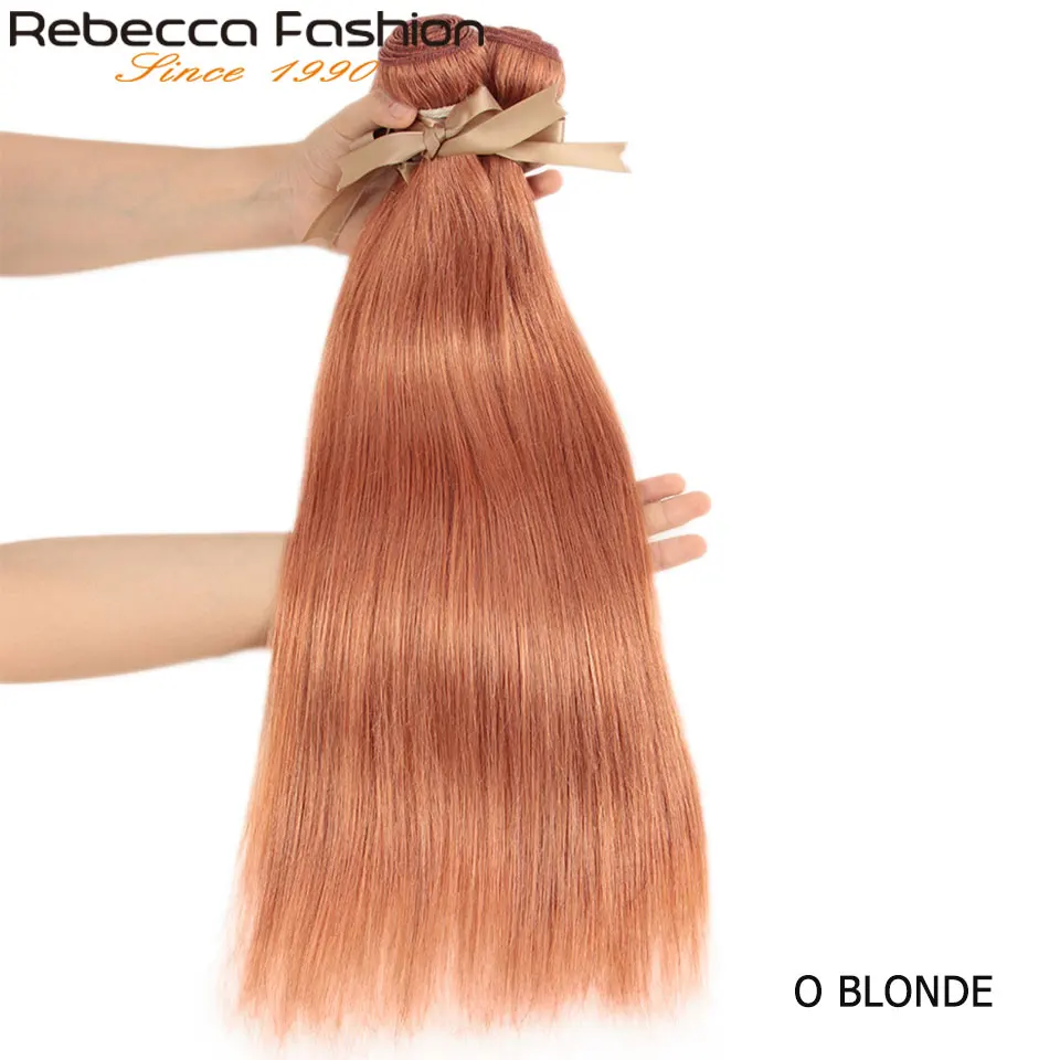 Rebecca Fashion, Золотой Блонд, 30#, синий, оранжевый, розовый, 8#, пряди волос, бразильские прямые волосы Remy, человеческие волосы для наращивания, пряди волос - Цвет волос: O BLONDE