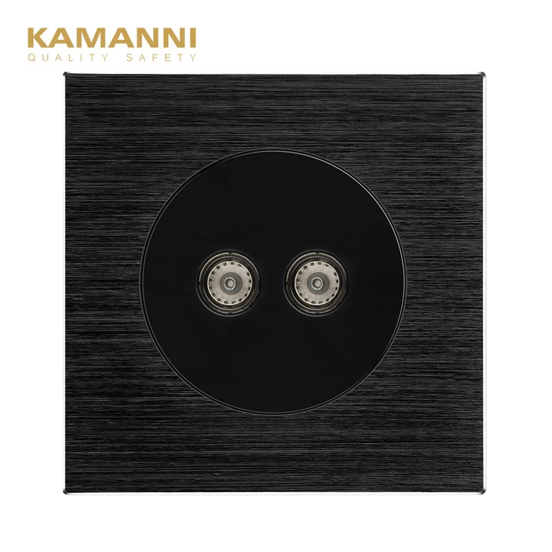 

KAMANNI wall aluminum panel double TV socket plug grounding, weak current socket, 5A EU UK United States standard power socket