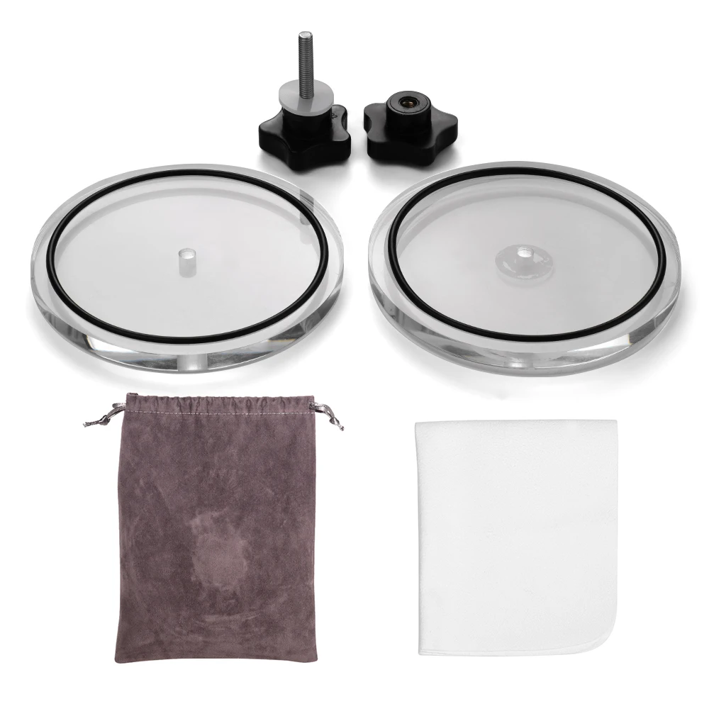 

LP Vinyl Record Cleaner Clamp Vinyl Record Lable Saver Protector Waterproof Acrylic Clean Tool with Cleaning Cloth Carry Bag