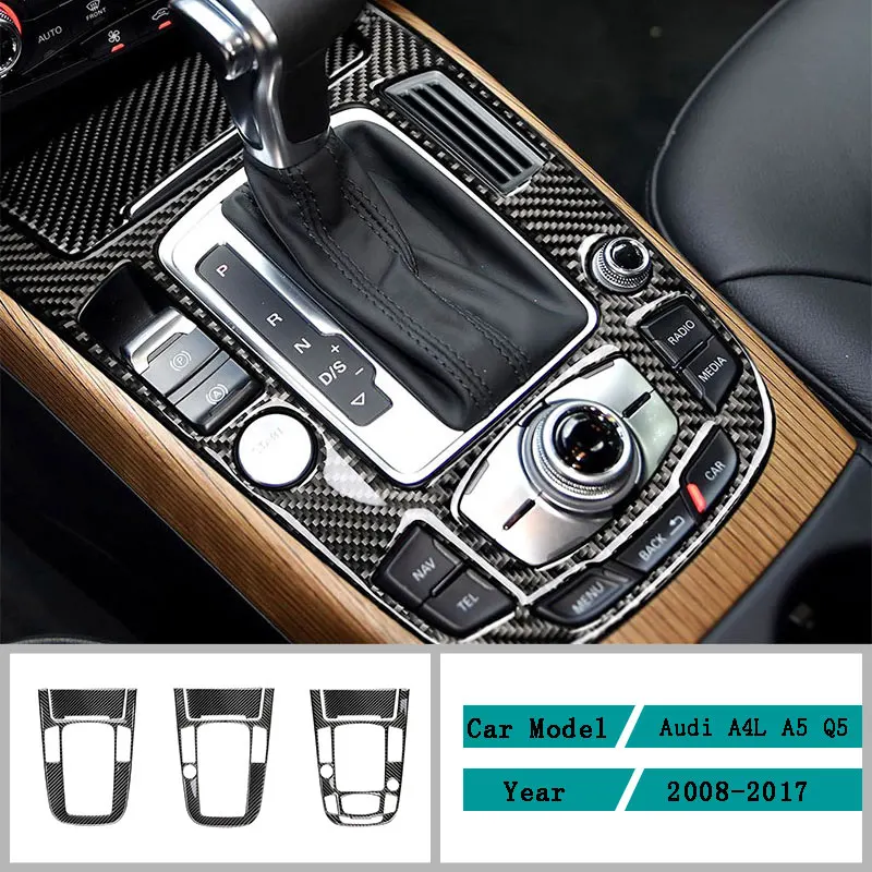 Carbon Fiber Car Accessories Interior Control Gear Box Shift Panel Modification Cover Trim Stickers For Audi A4L A5 Q5 2008-2017