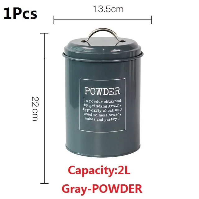 1 шт. вакуумный мешок кофе сахар Capacity2L резервуар для хранения кухонная утварь многофункциональный цилиндрический чехол крышка сталь 2019NEW бытовой - Цвет: GrayPOWDER