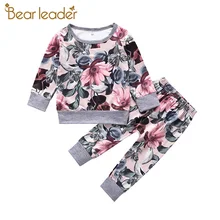 Bear Leader/Детский комплект, новинка года, весенний детский спортивный костюм с длинными рукавами и цветочным принтом для девочек Детский костюм, for1-3T
