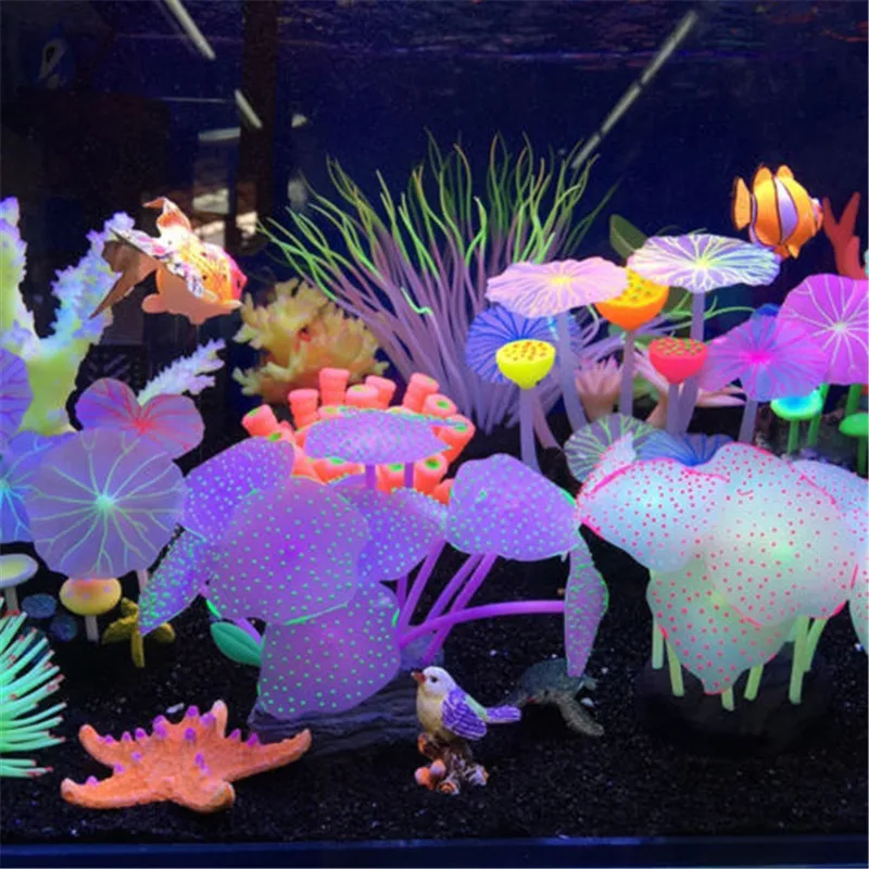 Aquarium Decor Artificial Plants Simulation Fluorescent Coral