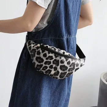 

Fashion Unisex Zipper Leather Leopard Large-Capacity Messenger Pocket Waist Bag Handbag Unisex Fanny Leopard Pack Belly Purse